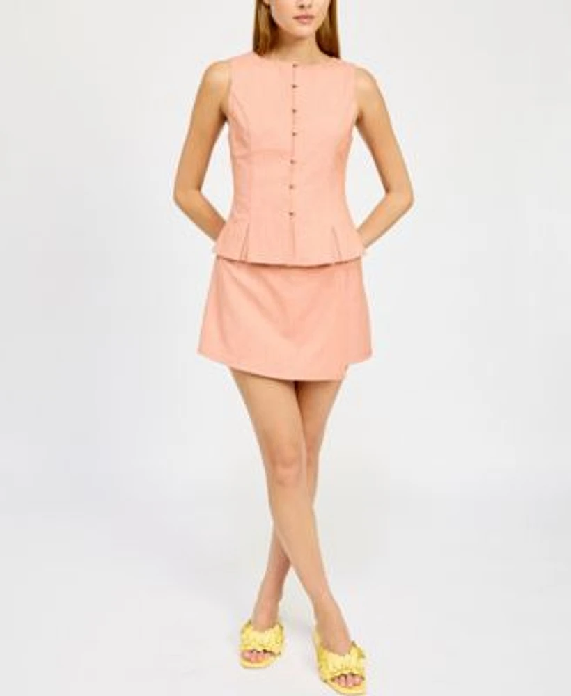 En Saison Womens Amira Peplum Top Skort