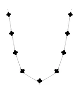 The Lovery Mini Onyx Clover Necklace 14K White Gold