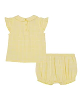 Calvin Klein Baby Girls 2-Piece Printed Gauze Flutter Sleeve Top and Bloomer Set