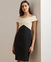 Lauren Ralph Women's Two-Tone Off-the-Shoulder Cocktail Dress