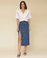 Avec Les Filles Women's Tiered Ruffle Cropped Top