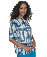 Calvin Klein Women's Printed Mesh Blouse