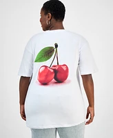 Rebellious One Trendy Plus Cherry Graphic T-Shirt