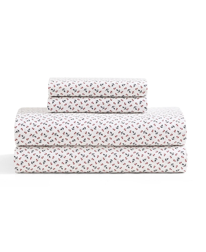 Tommy Hilfiger Printed 200-Thread Count Cotton Percale -Pc. Sheet Set