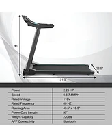 2.25HP Electric Running Machine Treadmill with Speaker and App Control