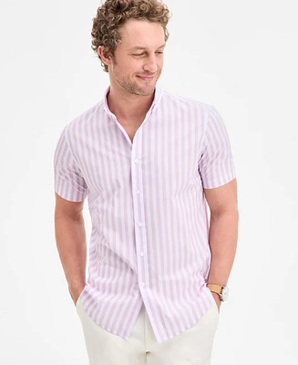 Club Room Men's Bengali Short Sleeved Striped Button-Down Shirt, Exclusively at Macy's