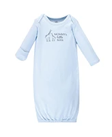 Touched by Nature Baby Boys Organic Cotton Long-Sleeve Gowns 3pk, Whale, 0-6 Months