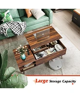 Wlive Lift Top Coffee Table for Living Room,Small Mid Century Modern Coffee Table with Storage,Hidden Compartment and Adjustable Shelf, Wood,Retro Bro