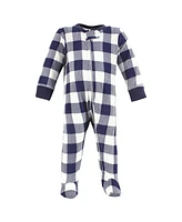 Hudson Baby Baby Boys Hudson Thermal Zipper Sleep and Play 2pk, Football, 0-3 Months