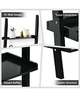 5-Tier Wall-leaning Ladder Shelf Display Rack for Plants and Books