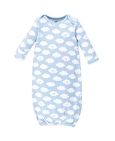 Luvable Friends Baby Boys Cotton Gowns Clouds, Preemie/Newborn