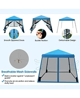 10 x 10 Feet Pop Up Canopy with Mesh Sidewalls and Roller Bag