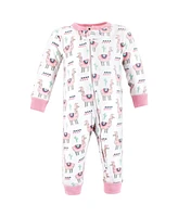 Hudson Baby Girls Cotton Sleep and Play, Llama, 0-3 Months