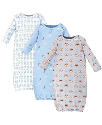 Luvable Friends Baby Boys Cotton Gowns, Wild and Free, Preemie-Newborn