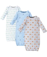 Luvable Friends Baby Boys Cotton Gowns, Wild and Free, Preemie-Newborn