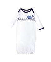 Hudson Baby Baby Boys Hudson Cotton Gowns, Sailor Whale, Preemie-Newborn