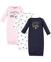 Hudson Baby Baby Girls Hudson Cotton Gowns Daddy Pink Navy, 0-6 Months