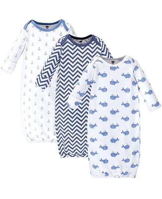 Hudson Baby Baby Boys Hudson Cotton Gowns, Blue Whales, Preemie/Newborn