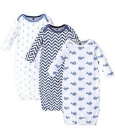 Hudson Baby Baby Boys Hudson Cotton Gowns, Blue Whales, Preemie/Newborn