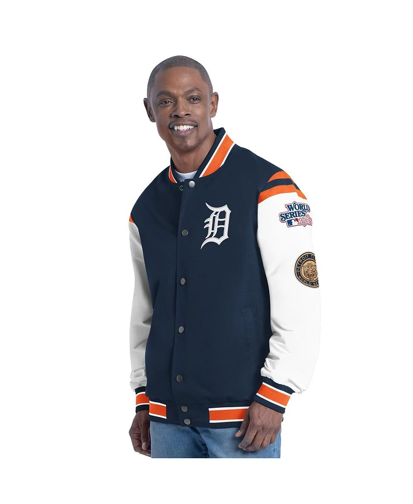 G-iii Sports by Carl Banks Men's Navy Detroit Tigers Recruit Commemorative Full-Snap Varsity Jacket