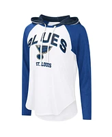 G-iii 4Her by Carl Banks Women's White St. Louis Blues Vip Raglan Long Sleeve Hoodie T-Shirt