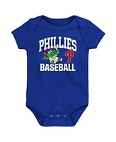 Outerstuff Baby Boys and Girls Blue Philadelphia Phillies Batter Up Bodysuit, Set of 3