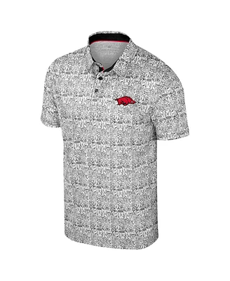 Colosseum Men's White Arkansas Razorbacks Big Tall It's Time Allover Printed Polo Shirt