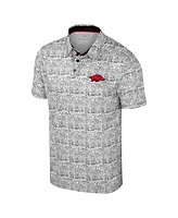 Colosseum Men's White Arkansas Razorbacks Big Tall It's Time Allover Printed Polo Shirt