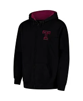 Colosseum Men's Black Temple Owls Arch Logo 3.0 Full-Zip Hoodie