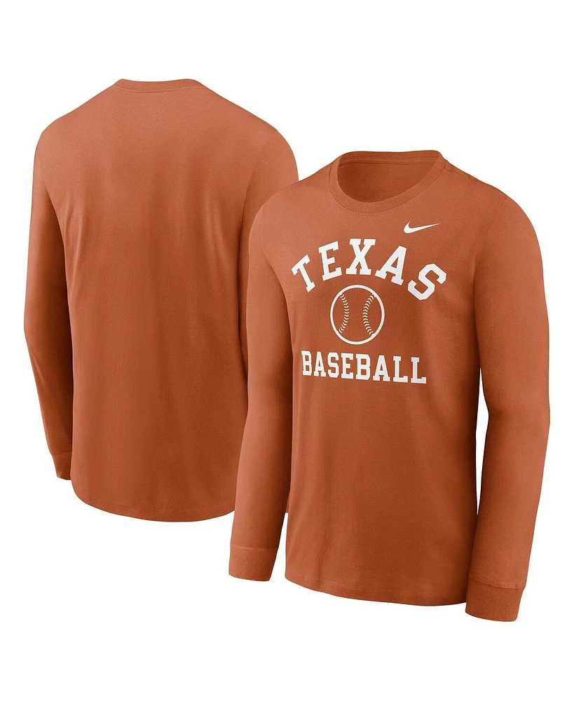 Nike Men's Texas Orange Longhorns Essential Baseball Arch Long Sleeve T-Shirt