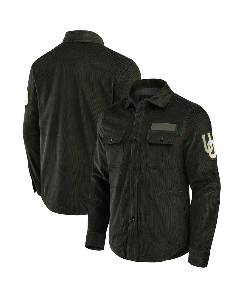 Fanatics Men's Olive Oregon Ducks Corduroy Full-Button Shacket
