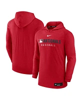 Nike Men's Heather Red Washington Nationals Authentic Collection Tri-Blend Performance Pullover Hoodie