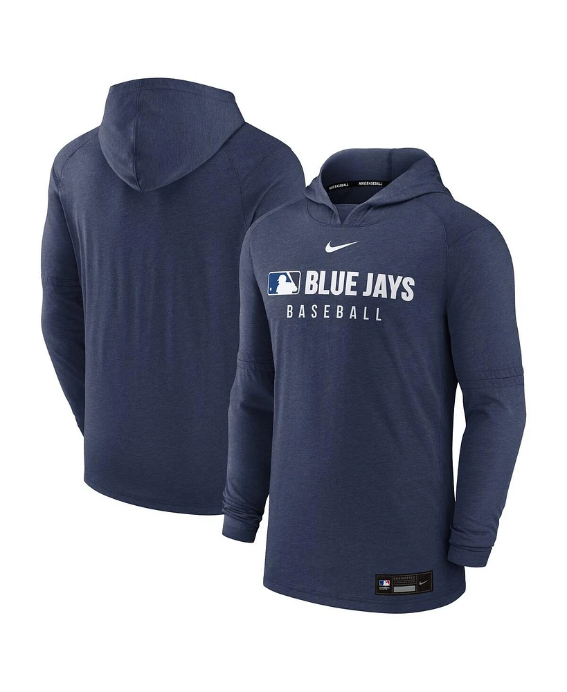 Nike Men's Heather Navy Toronto Blue Jays Authentic Collection Tri-Blend Performance Pullover Hoodie