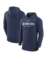 Nike Men's Heather Navy Toronto Blue Jays Authentic Collection Tri-Blend Performance Pullover Hoodie