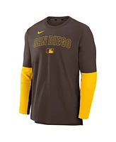 Nike Men's Brown/Gold San Diego Padres Authentic Collection Lightweight Player Tri-Blend Performance Pullover Sweatshirt