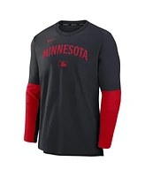 Nike Men's Navy/Red Minnesota Twins Authentic Collection Lightweight Player Tri-Blend Performance Pullover Sweatshirt