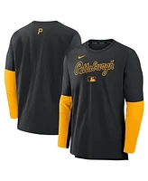 Nike Men's Black/Gold Pittsburgh Pirates Authentic Collection Lightweight Player Tri-Blend Performance Pullover Sweatshirt