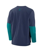 Nike Men's Navy/Aqua Seattle Mariners Authentic Collection Lightweight Player Tri-Blend Performance Pullover Sweatshirt