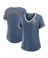 Fanatics Women's Navy San Diego Padres Binge Worthy Stadium Slub V-Neck T-Shirt