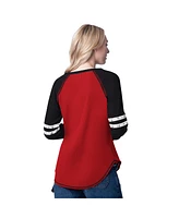 G-iii 4Her by Carl Banks Women's Red/Black Chicago Bulls Winner Waffle Knit Thermal Long Sleeve Tri-Blend T-Shirt
