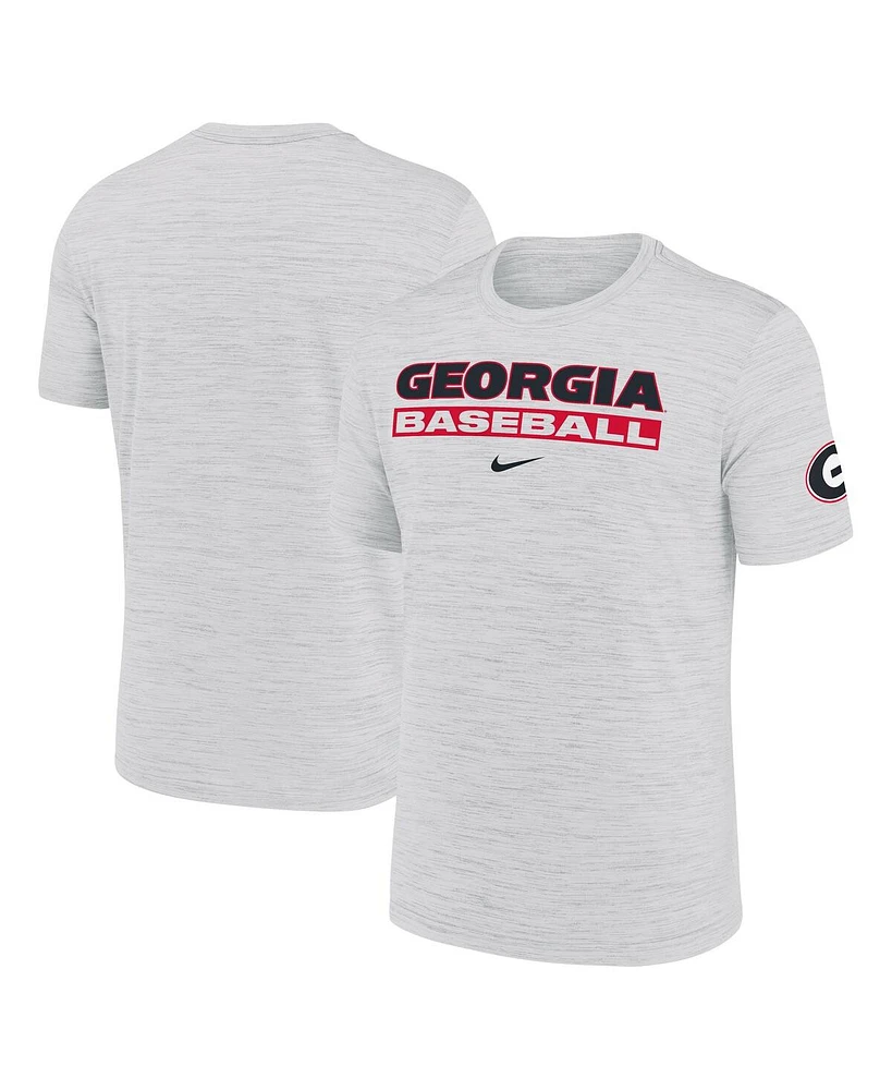 Nike Men's Ash Georgia Bulldogs Velocity Baseball Wordmark Stack Performance T-Shirt