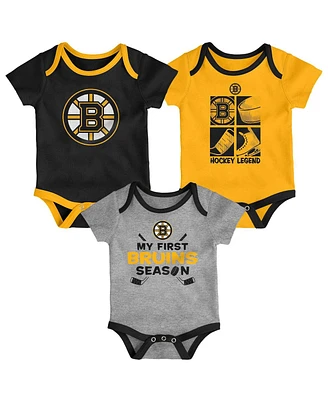 Outerstuff Baby Boys and Girls 3-Piece Boston Bruins Legend Bodysuit Set