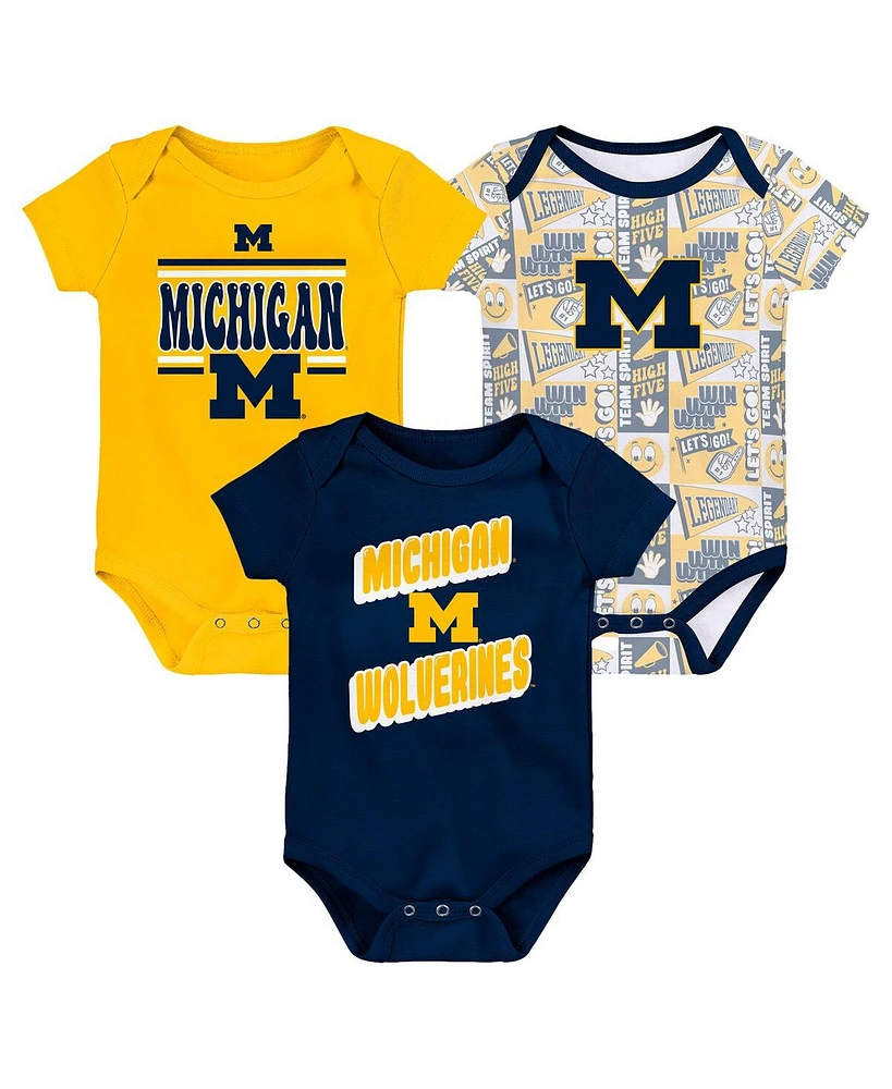 Outerstuff Baby Boys and Girls Michigan Wolverines Sunday Comics Bodysuit, Set of 3