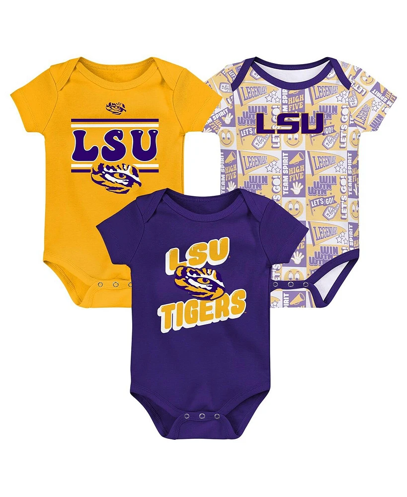 Outerstuff Newborn Purple Lsu Tigers Sunday Comics Bodysuit 3-Pack