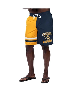 G-iii Sports by Carl Banks Men's Navy Milwaukee Brewers Anchor Swim Trunks Shorts