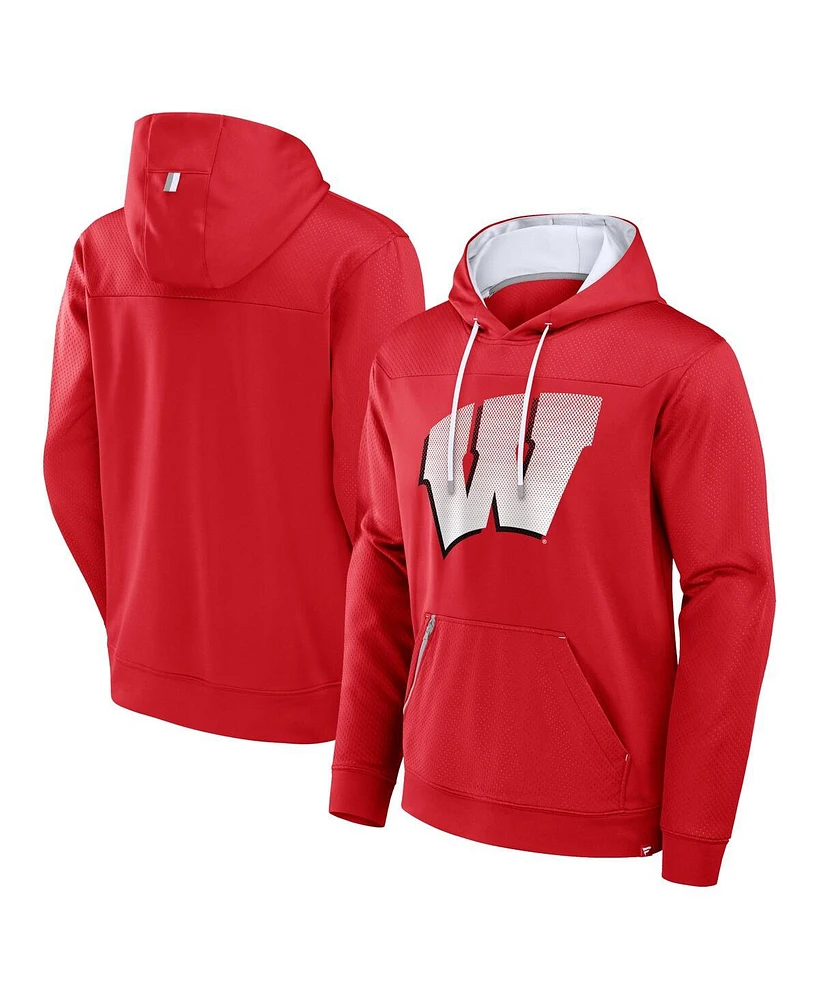Fanatics Men's Red Wisconsin Badgers Defender Dot Faded Primary Pullover Hoodie