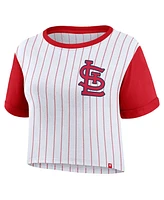 Fanatics Women's White/Red St. Louis Cardinals Large Logo Cropped T-Shirt