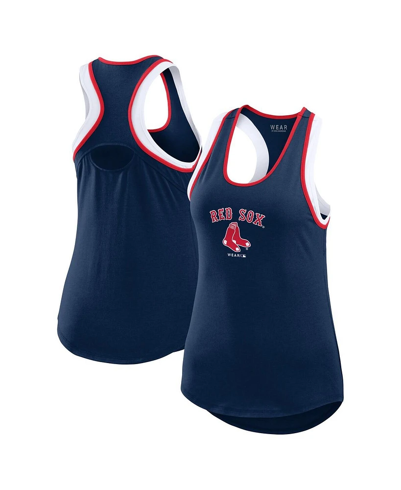 Wear by Erin Andrews Women's Navy Boston Red Sox Color Block Racerback Tank Top