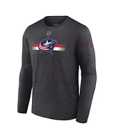 Fanatics Men's Heather Charcoal Columbus Blue Jackets Authentic Pro Secondary Long Sleeve T-Shirt