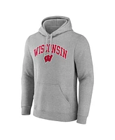 Fanatics Men's Gray Wisconsin Badgers Arched Logo Pullover Hoodie
